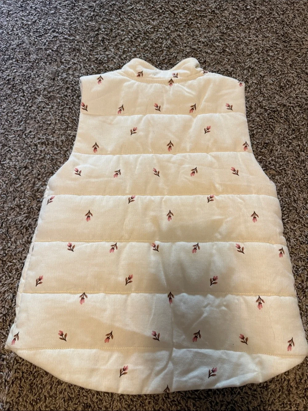 Girls' Cream Quilted Floral Vest